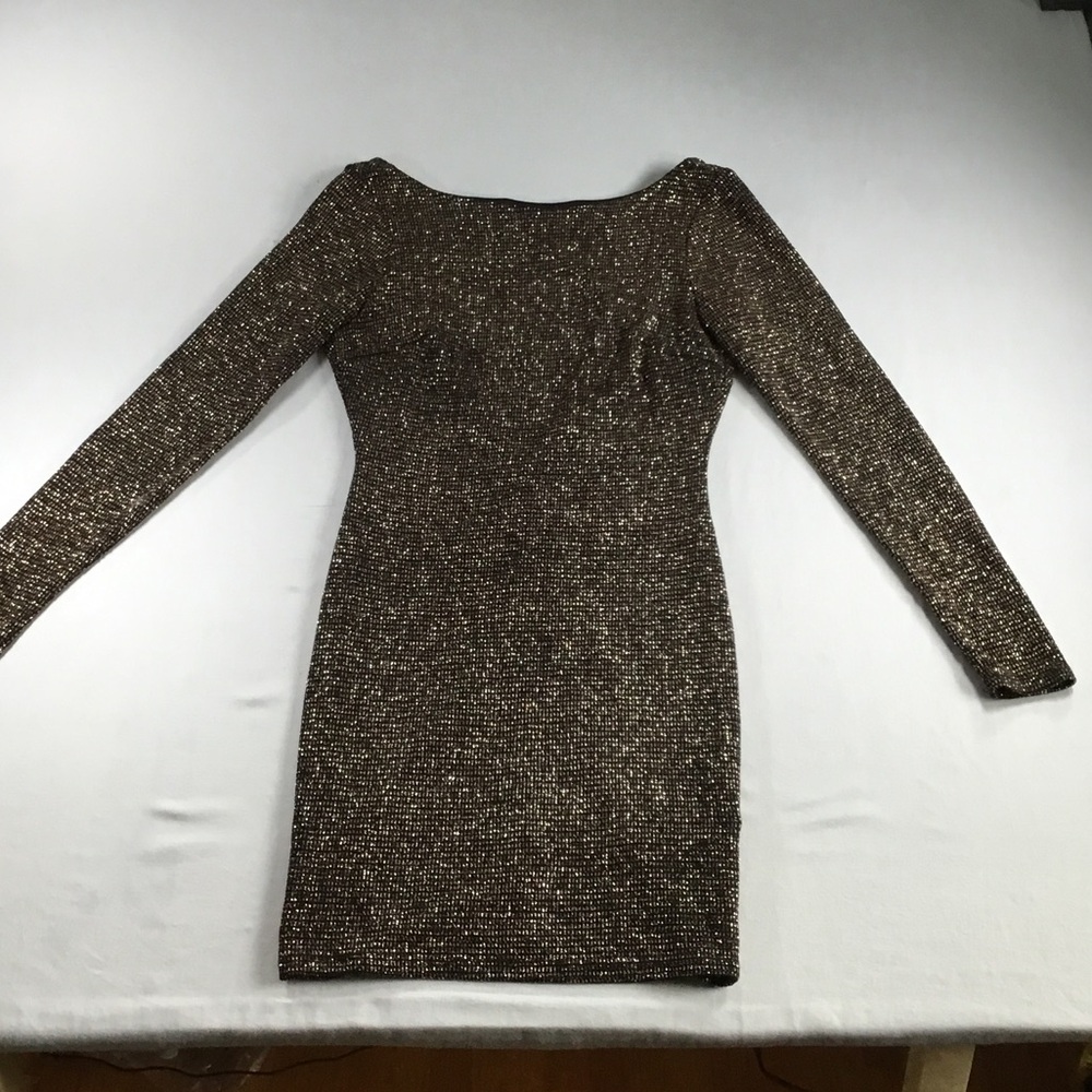 Windsor SizeS Black Whimsygoth Metallic LongSleeve Bodycon Dress DeepV Stretchy